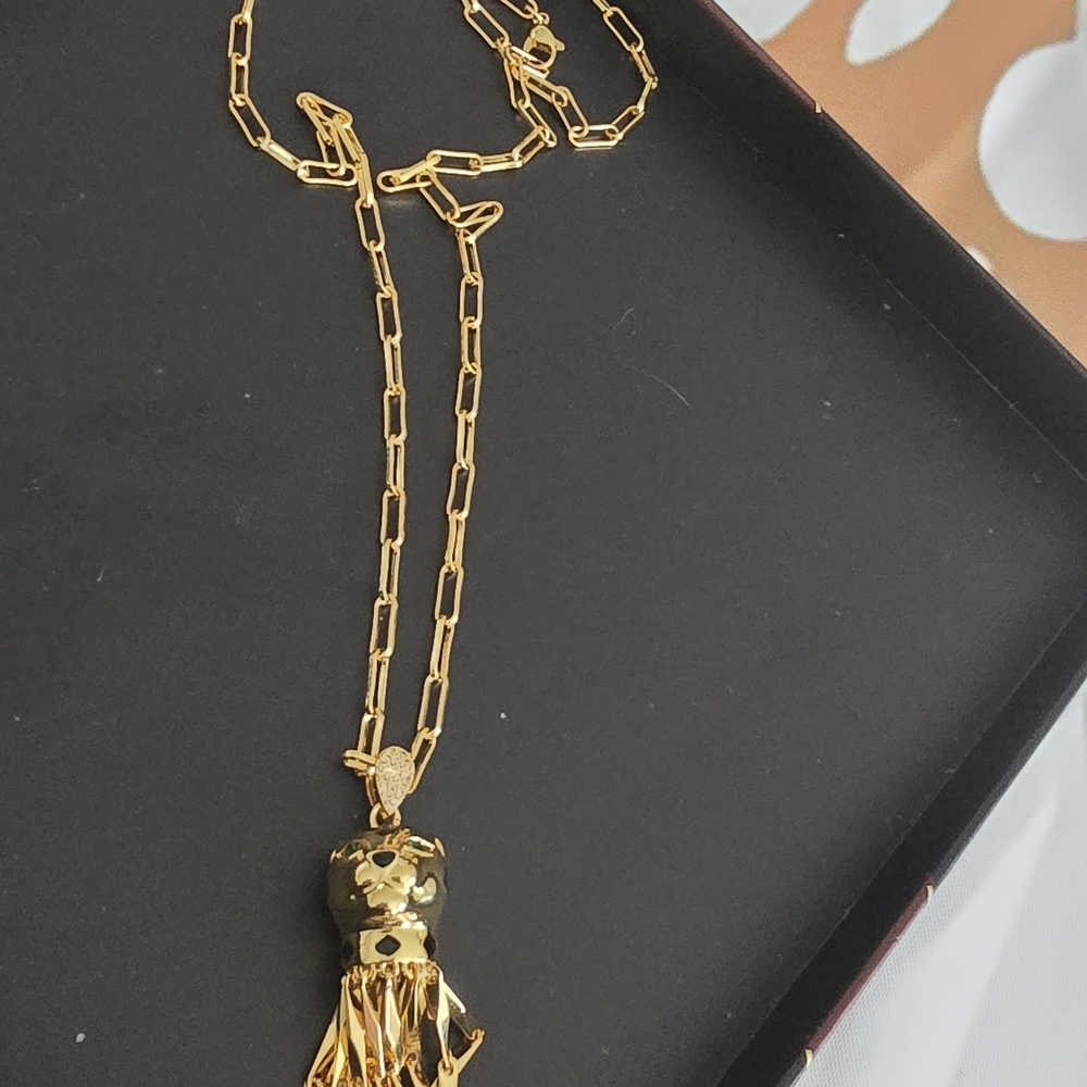 22kgp Dubai Jewelry- Gold Panther Pendant Necklace - Picture 8 of 9